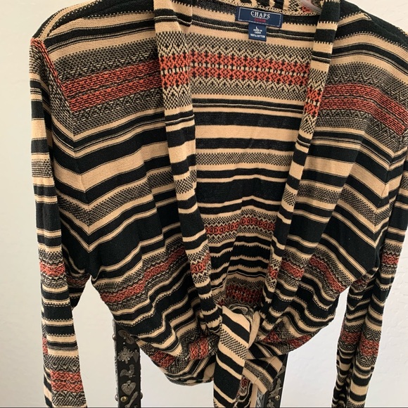 Chaps Denim Ladies Tie Front Sweater L - Picture 2 of 3